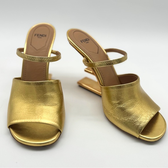 Fendi First Gold F Mule Heels - Picture 4 of 9